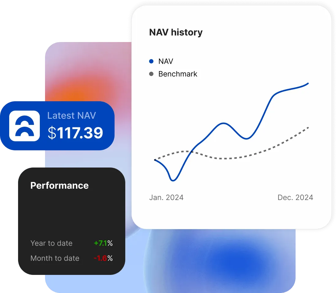 NAVquant dashboard showing automated NAV calculation