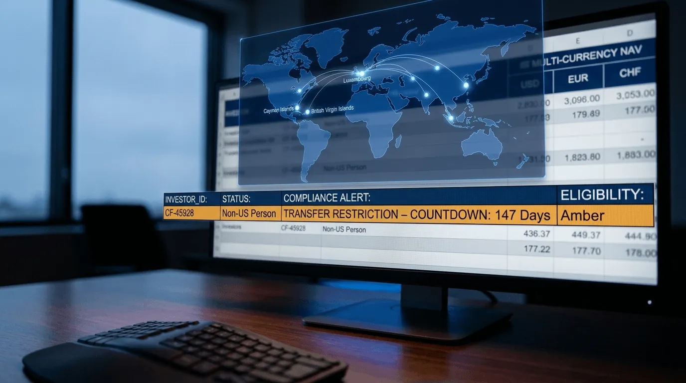 NAV calculation for Reg-S offshore funds involves non-US investor eligibility tracking, multi-currency share classes, and compliance period management. A practical guide.